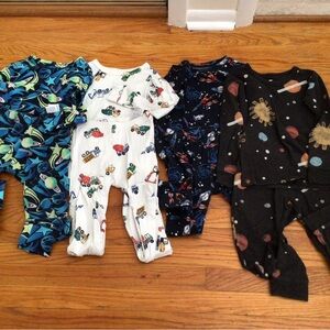 BUNDLE OF “4” LONG SLEEVE LONG COTTON ORGANIC PAJAMAS- BOYS SIZE 6